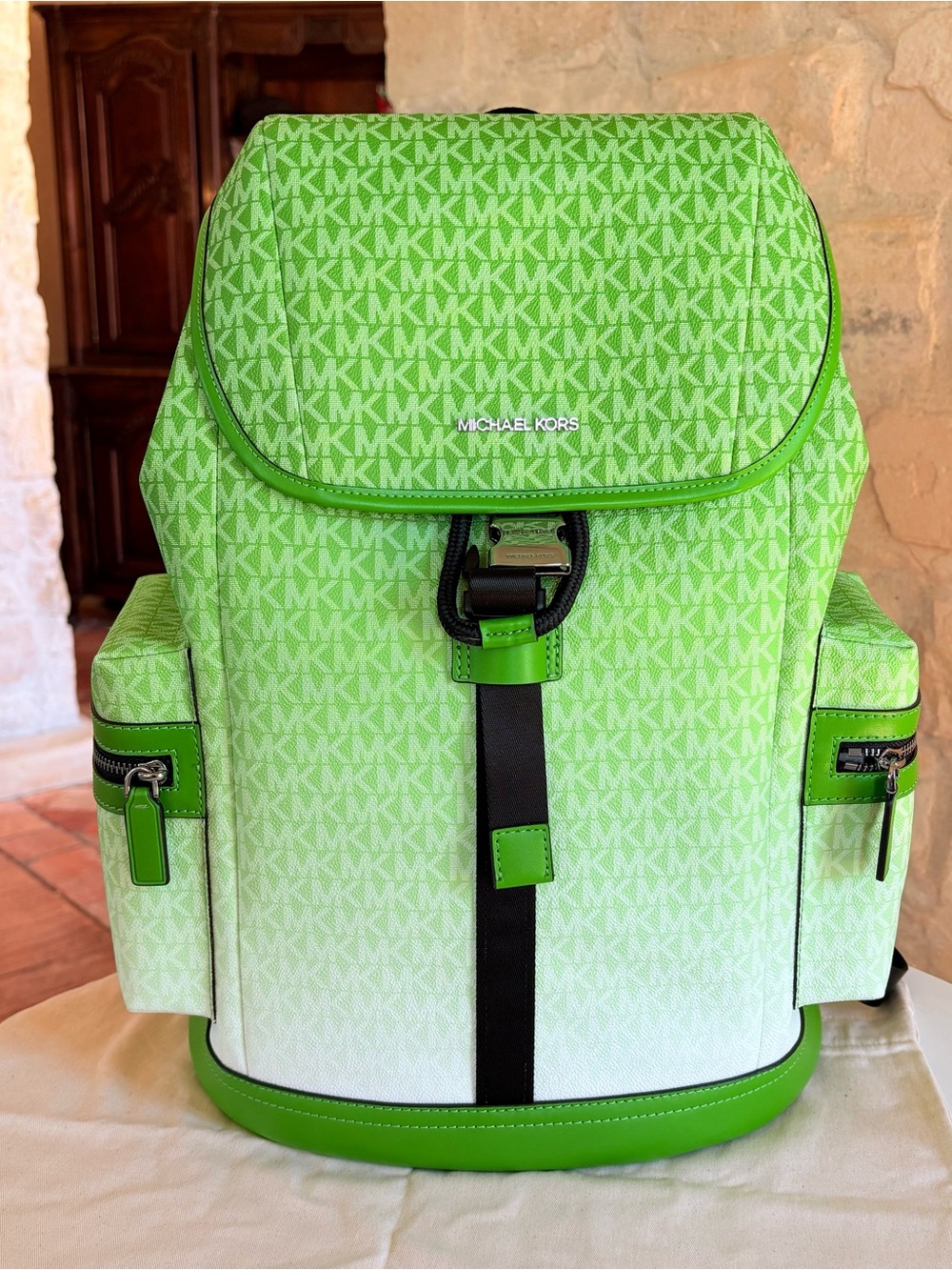 Michael Kors Neon Green Ombre Signature Backpack